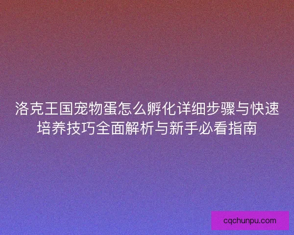 洛克王国宠物蛋怎么孵化详细步骤与快速培养技巧全面解析与新手必看指南